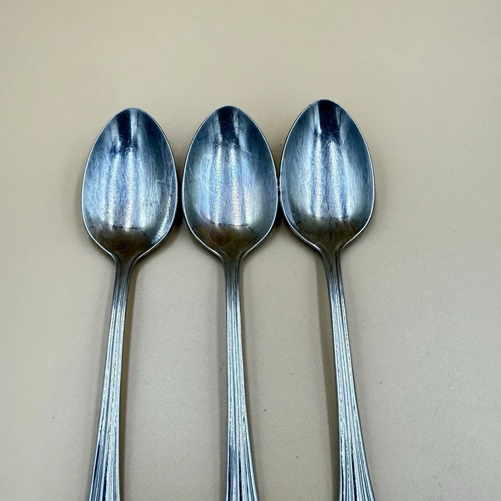 Oneida Bancroft Stainless Flatware Spoon Lot - 3 Oval Soup Spoons Vintage